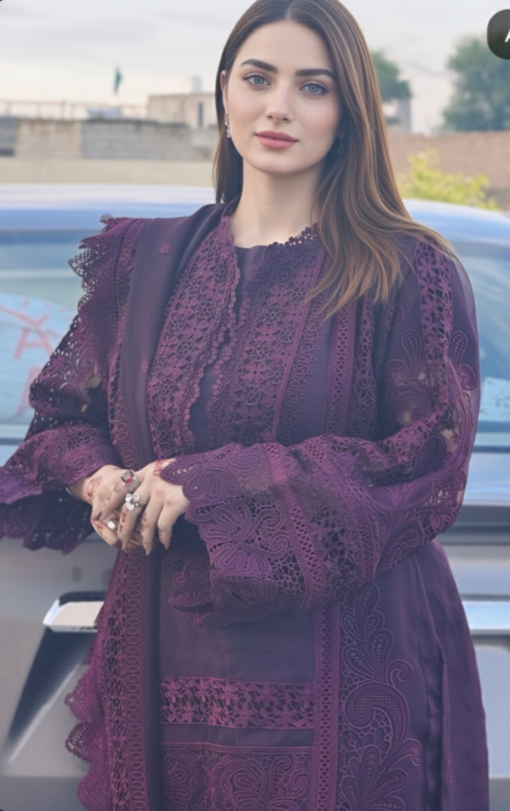 Royal Plum 3 Piece Embroidered Suit