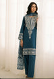 Noor-e-Mahm zink 3 Piece blue Embroidered Suit