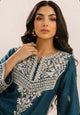 Noor-e-Mahm zink 3 Piece blue Embroidered Suit
