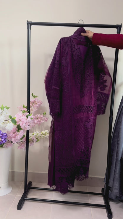 Royal Plum 3 Piece Embroidered Suit